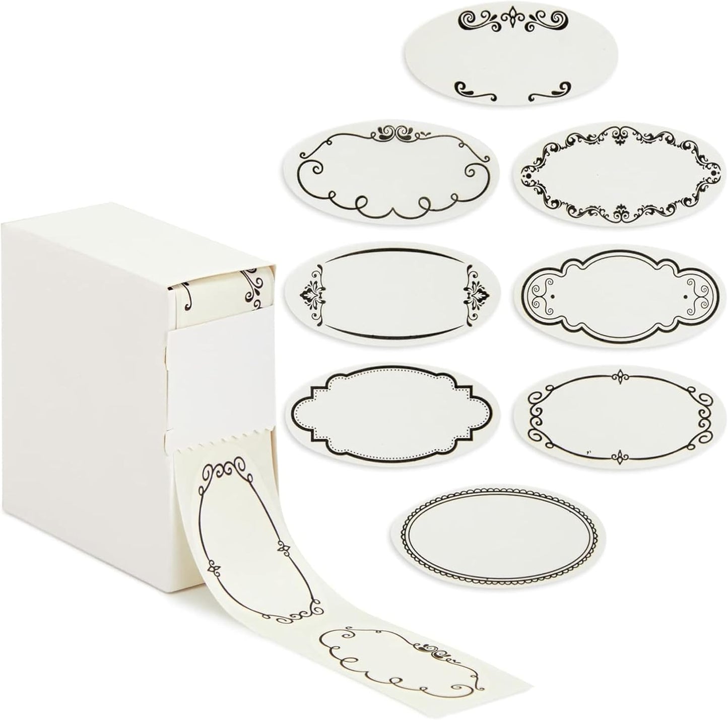 Juvale Dissolvable Food Labels - 300 Pack, White Rectangular, 1.1 x 2.25 in - Canning Jar Labels & Pantry & Freezer Container Stickers - 8 Unique Designs