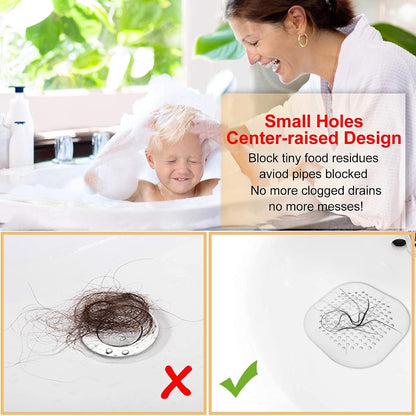 Bovinde Hair Drain Catcher,Square Cover for Shower 2 Pack (Black) | Drainer Cover Silicone Hair Stopper with Suction Cups,Protector Accessories,Easy to Install Suit for Bathroom,Bathtub,Sink