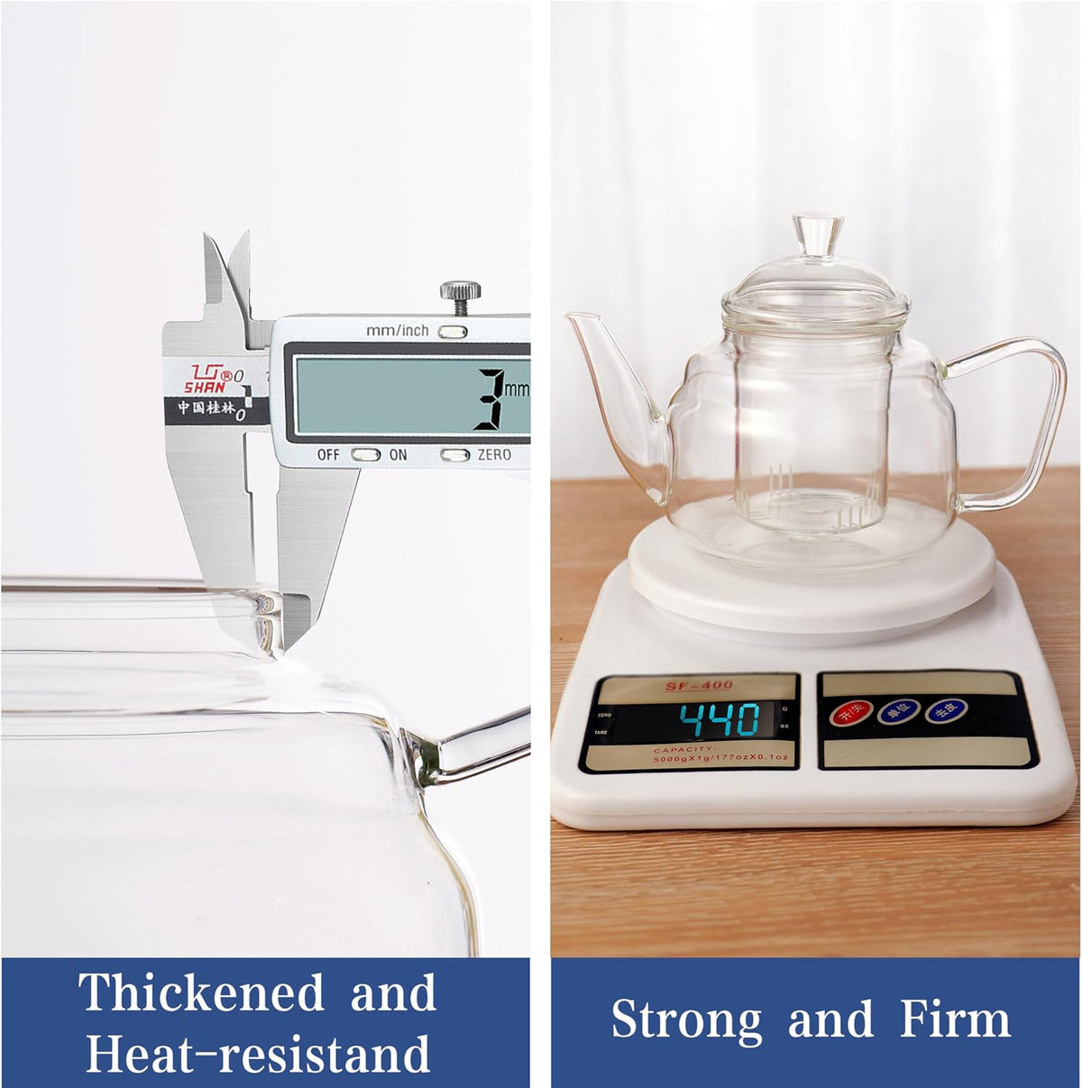CNGLASS Glass Teapot with Removable Infuser,20oz(600ml) Clear Glass Tea Kettle Stovetop Safe,Glass Teapot with Strainer for Blooming and Loose Leaf Tea