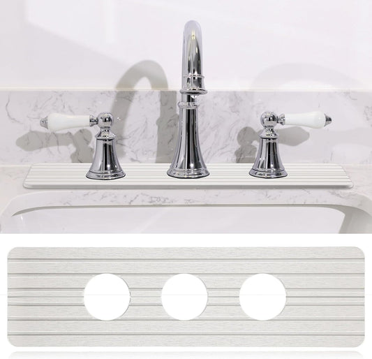 Teenyyou 3 Hole White Faucet Mat Kitchen Sink 16.1" x 5"