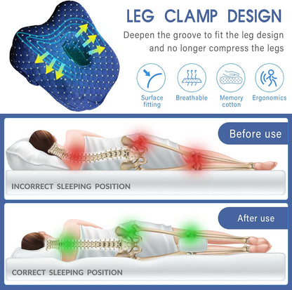 Memory Foam Knee Pillow for Side Sleepers – Orthopedic Leg & Hip Alignment Cushion, Spine Support Pillow for Back, Shoulder & Pressure Relief
