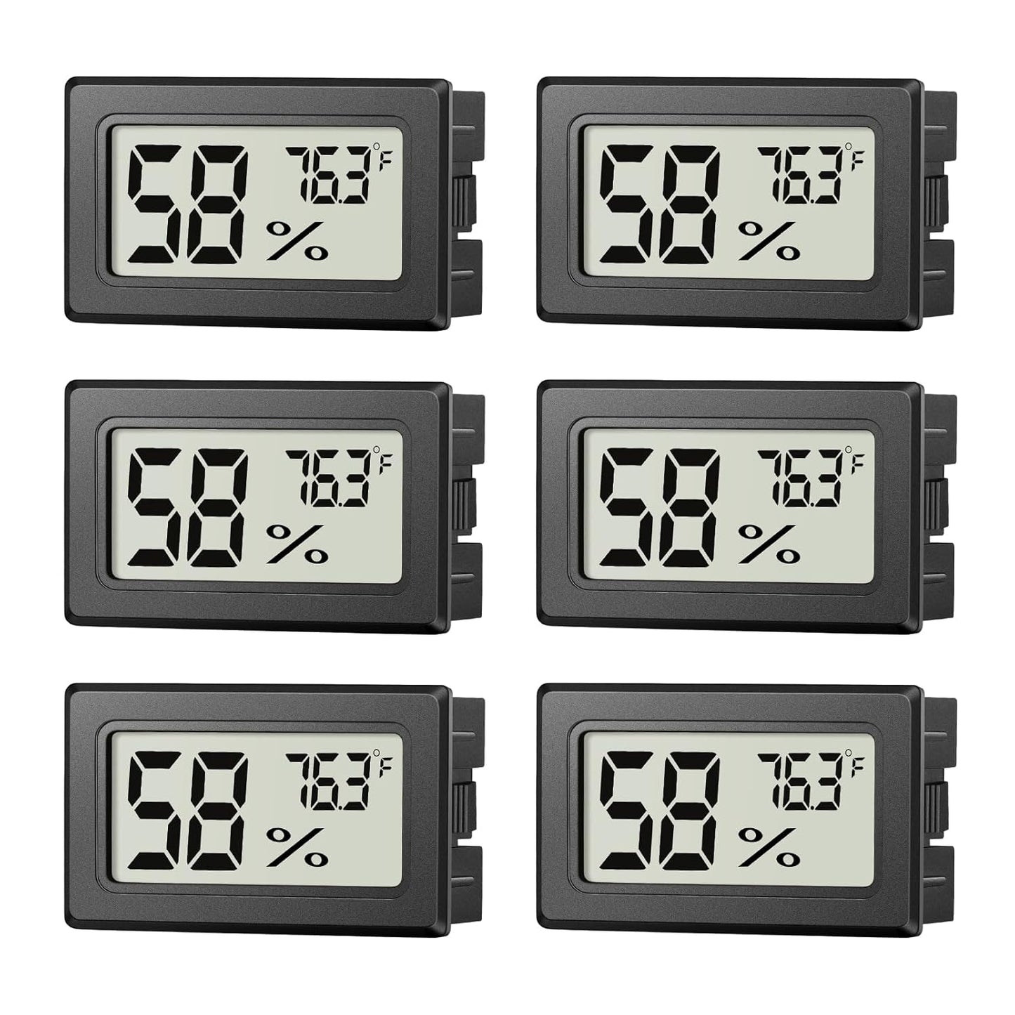 6 Pack Mini Hygrometer Indoor Humidity Meter, Digital Thermometer Monitor | Small Indoor Humidity Gauge Meter Fahrenheit (℉) for Thermostat Reptile Tank, Mason Jars JJMTDS