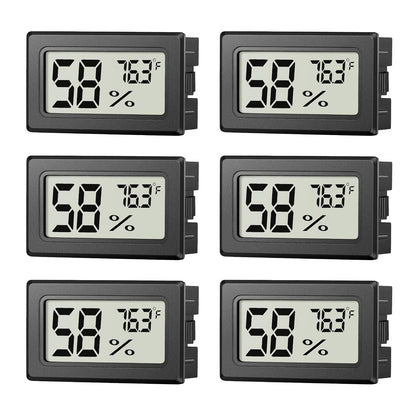 6 Pack Mini Hygrometer Indoor Humidity Meter, Digital Thermometer Monitor | Small Indoor Humidity Gauge Meter Fahrenheit (℉) for Thermostat Reptile Tank, Mason Jars JJMTDS