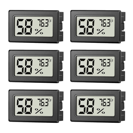 6 Pack Mini Hygrometer Indoor Humidity Meter, Digital Thermometer Monitor | Small Indoor Humidity Gauge Meter Fahrenheit (℉) for Thermostat Reptile Tank, Mason Jars JJMTDS
