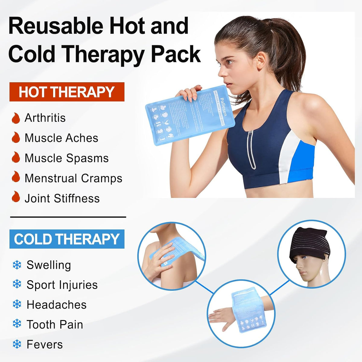 Pallesen Ice Packs for Injuries Reusable, Knee Ice Pack Wrap,Reusable Gel Hot Pack & Cold Pack Compress for Pain Relief,Rehabilitation, Flexible Therapy, for Knee, Back, Neck, Wrist, Ankle Pink