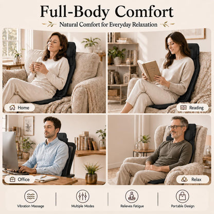 Vibrating Back Massager for Chair with Heat & Cooling, Chair Massager Pad with Adjustable Neck Support, Vibration Massage Seat Cushion for Office Chair Recliner, Home Relaxation