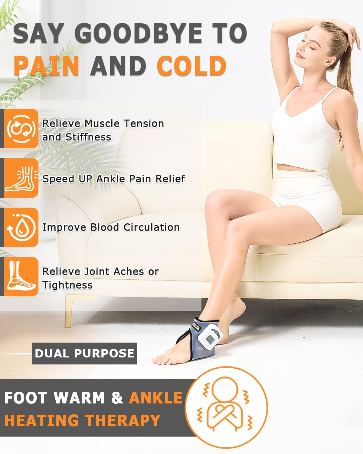 Cordless Leg Massager for Circulation and Pain Relief - 5000mAh Portable Heating Pad for Leg and Calf with 3-Level Vibration Massage, 104-140℉ Adjustable Temperature & 30/45/60 Min Timer