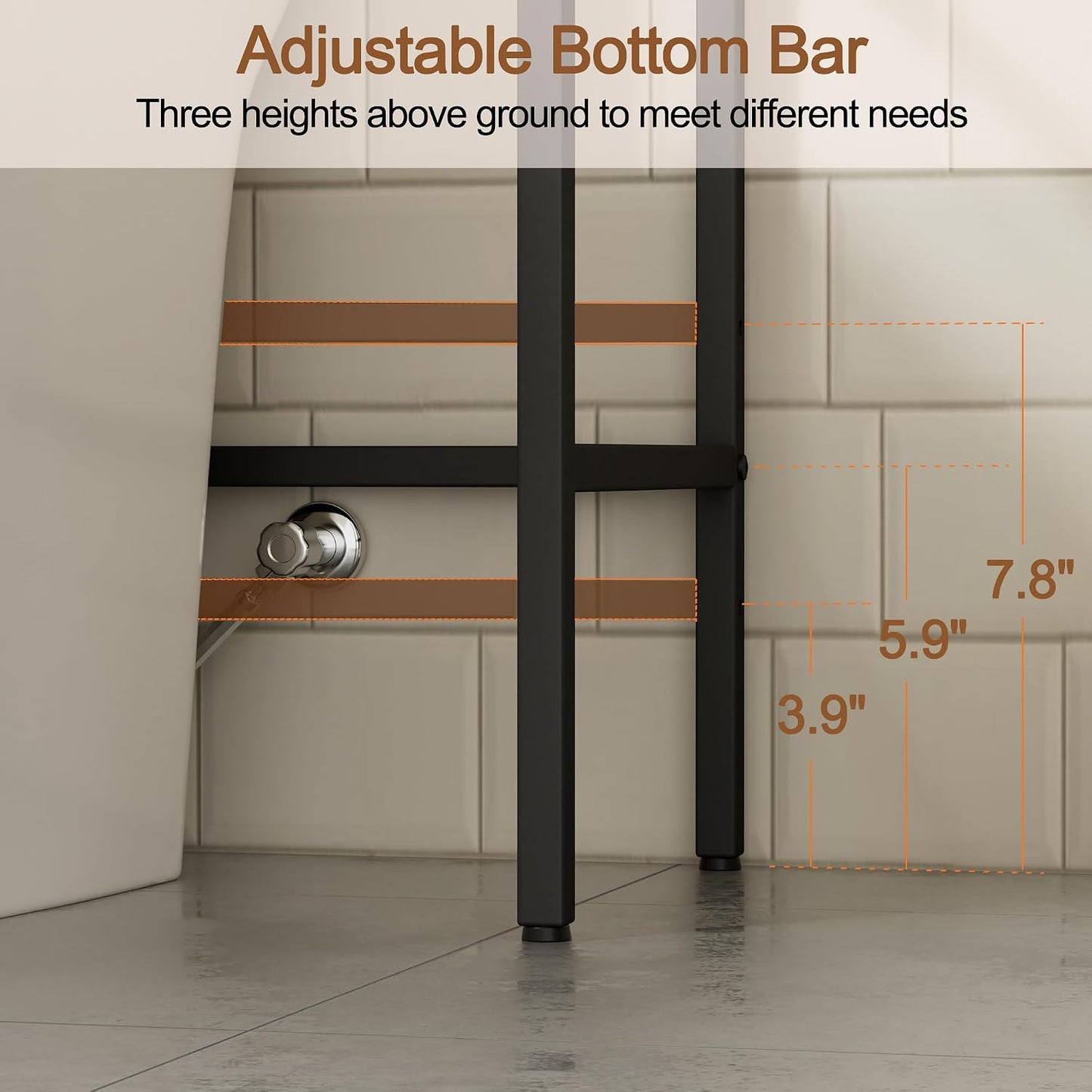 3 Tier Over The Toilet Storage Rack, Bathroom Organizer | Toilet Storage with 4 Hooks & Paper Holder, Space-Saving, Freestanding Bathroom Shelf, Metal, White
