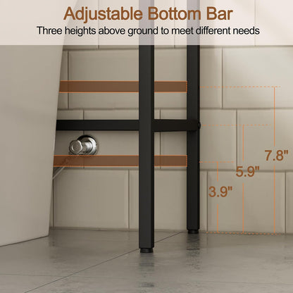 3 Tier Over The Toilet Storage Rack, Bathroom Organizer | Toilet Storage with 4 Hooks & Paper Holder, Space-Saving, Freestanding Bathroom Shelf, Metal, White