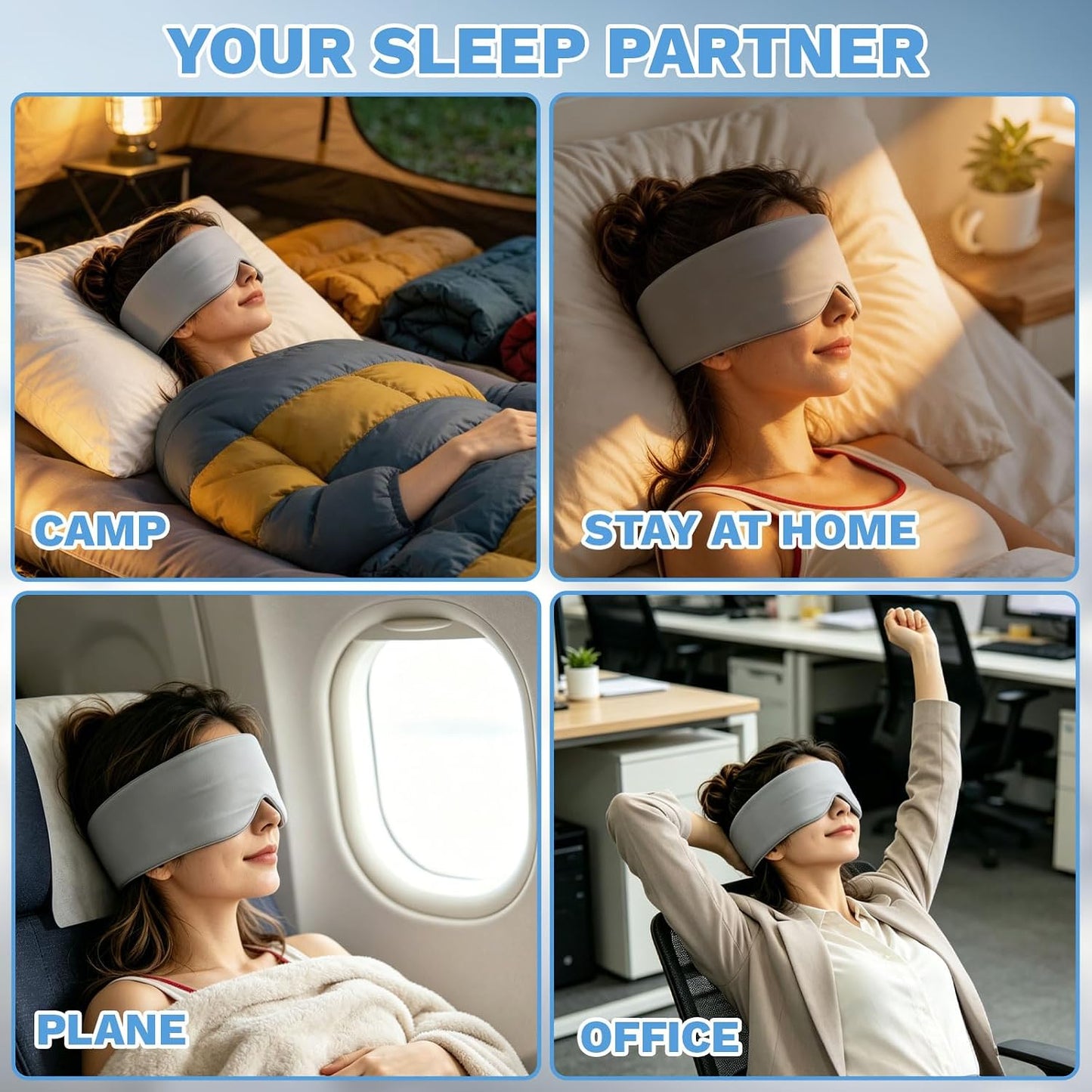 IEKEODI Sleep Mask for Women Men, Blackout Eye Mask for Sleeping | Silent Adjustable Side-Sleeper Strap, Reversible Cooling&Cotton Design, Lightweight Hypoallergenic Eye Cover for Travel, Naps