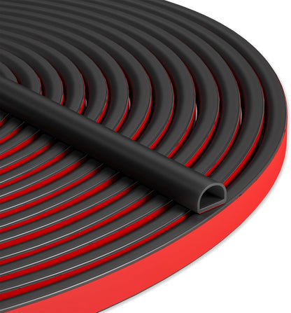 20FT Weather Stripping Door Seal, Self-Adhesive Silicone D-Shaped Seal Strip for Door Frame & Window Gaps, Soundproof Insulation Gap Filler