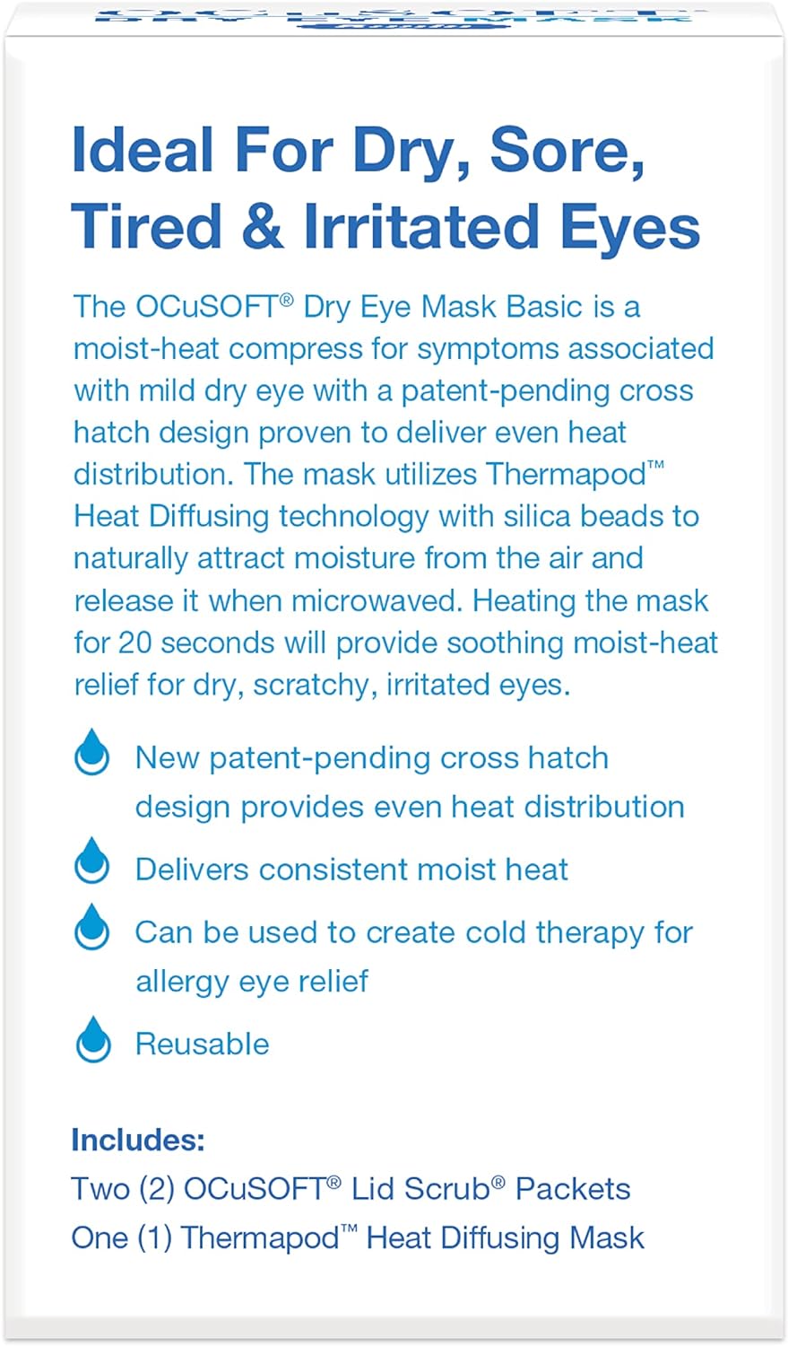OCuSOFT Dry Eye Mask Basic with Thermapod Mask and Lid Scrub Packets