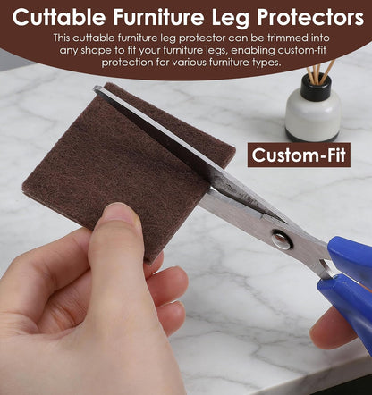 12PCS Furniture Felt Pads, 2 Inch Square Furniture Pads for Hardwood Floors | Self Adhesive, Cuttable Chair Leg Floor Protectors, 50mm Brown Felt Furniture Pads