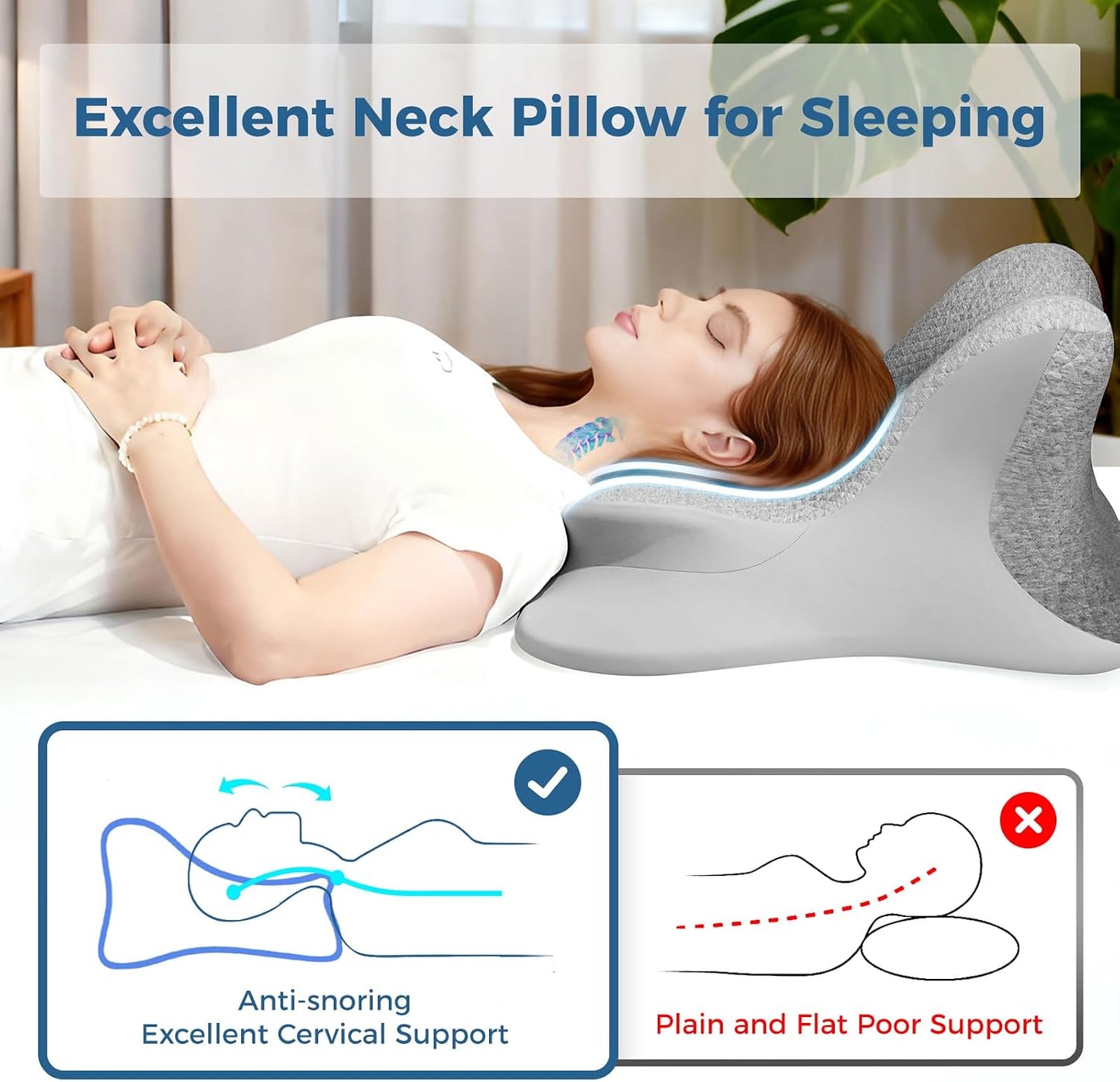 Reading Pillow for Bed, Leaning, Lying and Prone, Ergonomic Memory Foam Bed Wedge Pillow for Headboard, Floor Cushions, Chin & Back Support Pillows on Bedrest Couch Floor- Grey