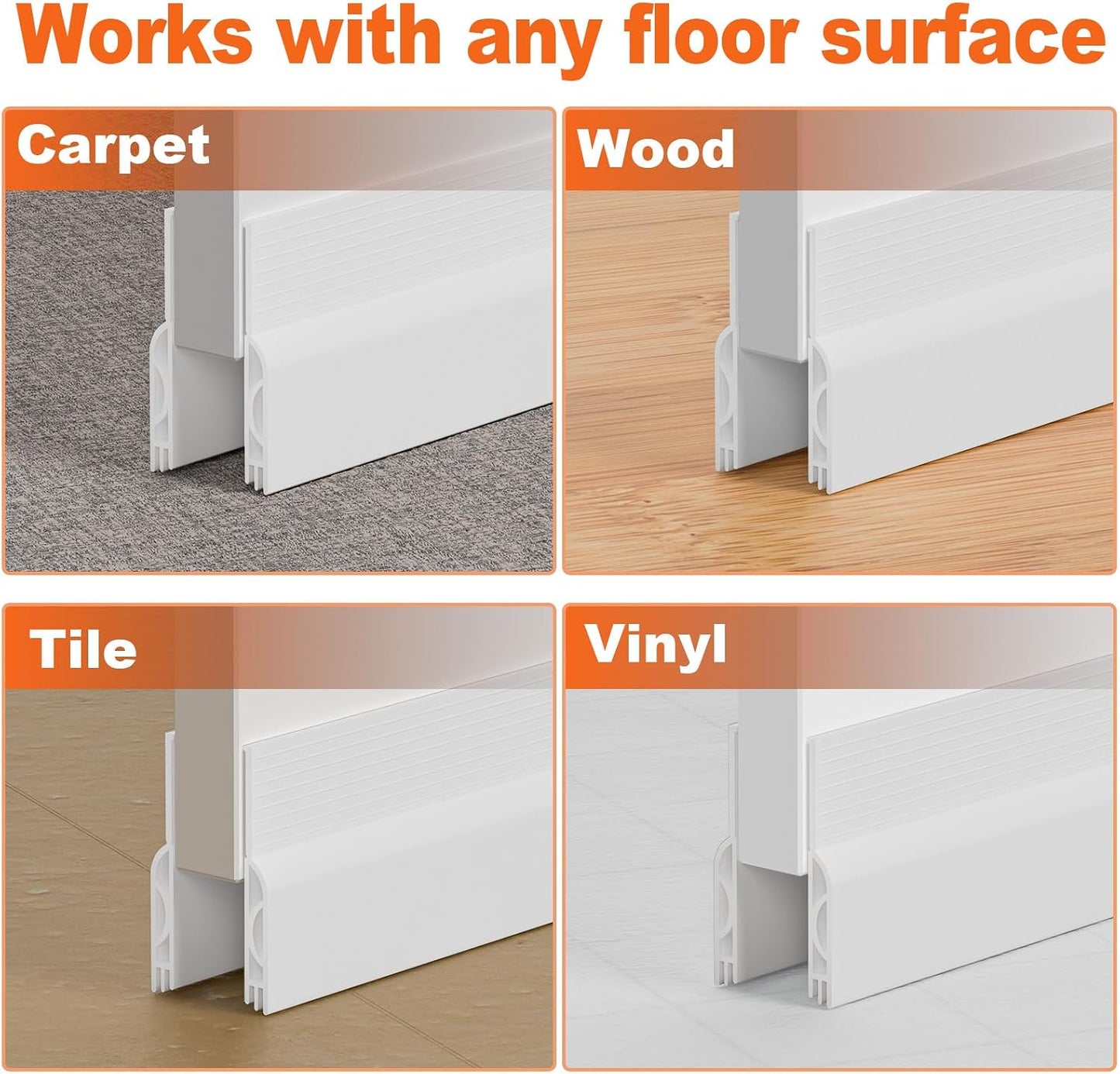 Door Draft Stopper, Door Sweep for Bottom of Door, Weather Stripping Door Seal Gap Filler Bottom Blocker Soundproofing Cold Air Insulation Save Energy Install Quickly Easily (Black, 39‘’)