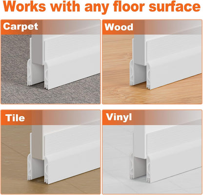 Door Draft Stopper, Door Sweep for Bottom of Door, Weather Stripping Door Seal Gap Filler Bottom Blocker Soundproofing Cold Air Insulation Save Energy Install Quickly Easily (Black, 39‘’)