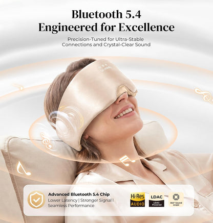 LC-dolida 3D Silk Bluetooth Sleep Mask, Mulberry Silk Sleep Mask with Bluetooth Headphones, Bluetooth Eye Sleep Mask for Side Sleepers, Total Blackout Bluetooth Eye Mask for Women Men, Black