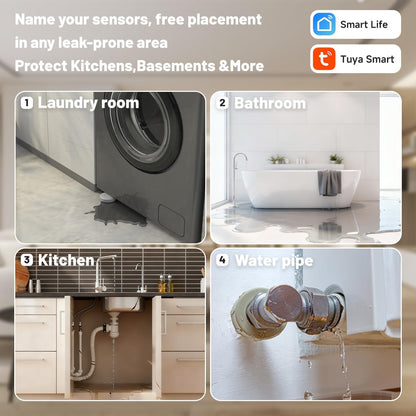 Water Leak Detector Kit for Home, GreenVation 3 Smart WiFi Water Sensor Alarm with App Alerts, 1 Base Station with 100dB Adjustable Alarm, RF 300m/984ft for Basement, Bathroom, Laundry