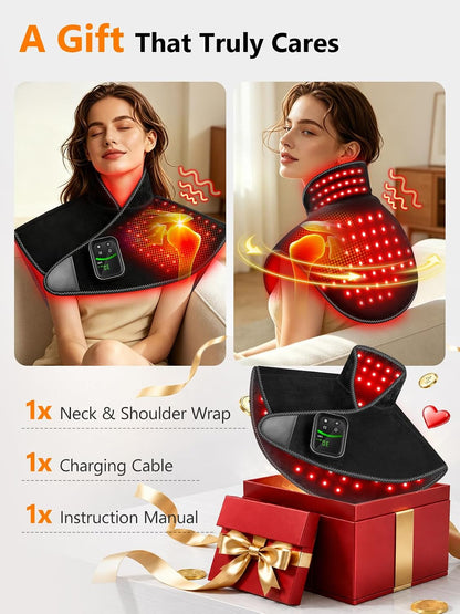 Red Light Therapy for Neck Shoulder 118 LEDs with Warmth & Vibration