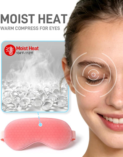 Warm Compress for Eyes - Microwavable Eye Mask with Moist Heat Relief for Eye Comfort & Relaxation, Includes 2 Washable Covers & 1 Eye Heating Pad