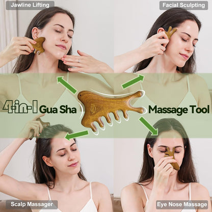 3Pcs Wood Therapy Massage Tools Lymphatic Drainage Massager Wooden Massager Body Sculpting Tools for Maderoterapia,Anti-Cellulite,Pain Relief(3-in-1 Massager)