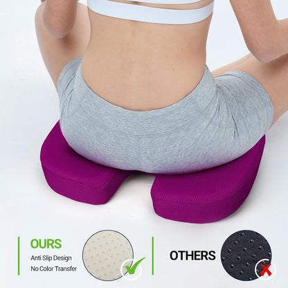 Season Guard Gel Memory Foam Seat Cushion for Tailbone Pain Relief, Black