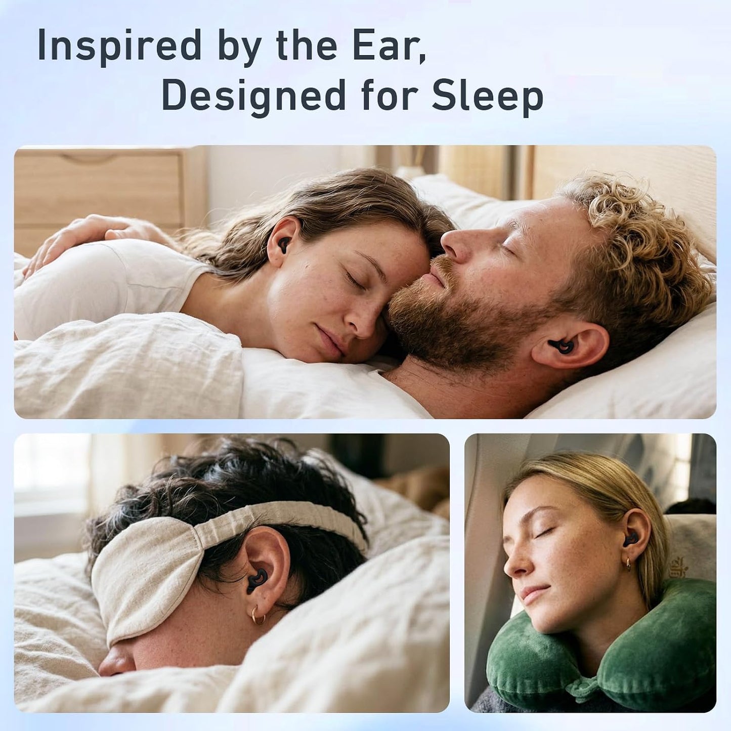 Sleep Ear Plugs for Sleeping,Noise Reduction NRR40dB,Reusable Earplugs for Sleep,Side Sleepers,Snoring Reducing,XS/S/M/L Tips and Carrying Case Black
