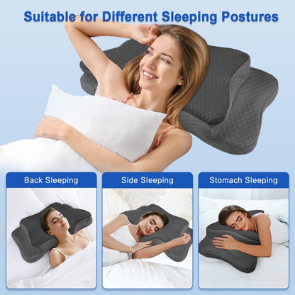 Pain Relief Cervical Pillow for Neck Support, Adjustable Ergonomic Pillow | Cozy Sleeping, Odorless Orthopedic Memory Foam Pillow, Contour Bed Pillow for Side Back Stomach Sleeper