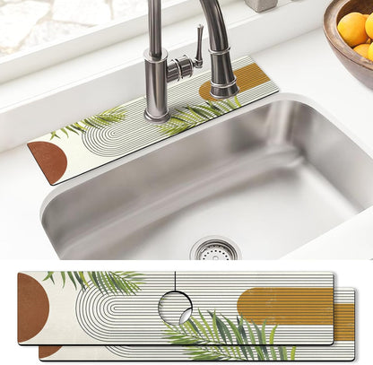 Sink Faucet Absorbing Mat, 2 Pack Drying Mat Around Faucet Sink Splash Guard Behind Faucet Sinkmat For Kitchen Bathroom Island Rv 24 * 5.5 Inch (60 * 14 cm)