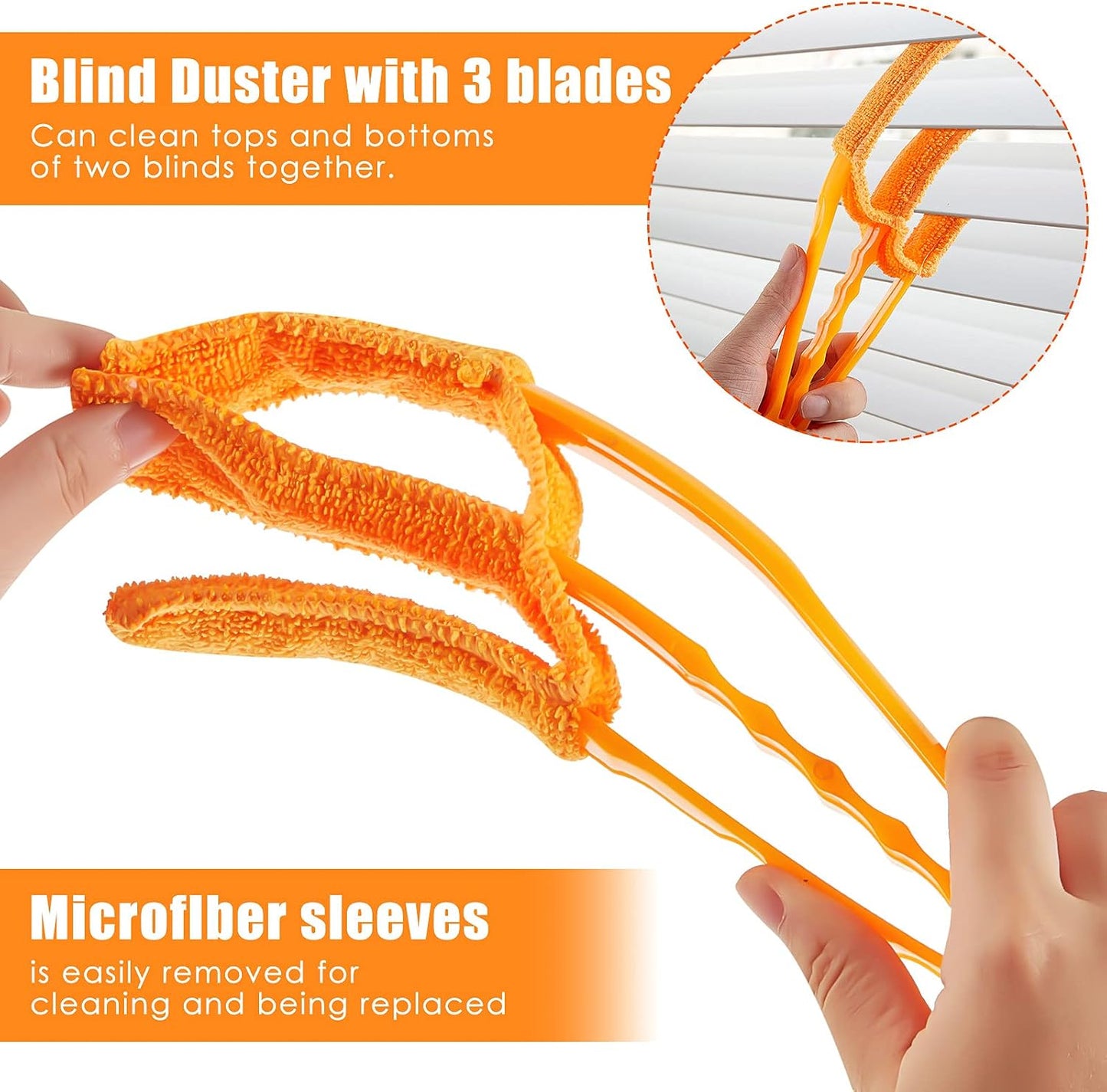 4 Pcs Window Venetian Blind Cleaner Duster Tool 7 Finger Blind Rush and Shutter Cleaner Brush Hand-held Window Shutter Air Conditioner Duster for Dirt(Green, Blue)