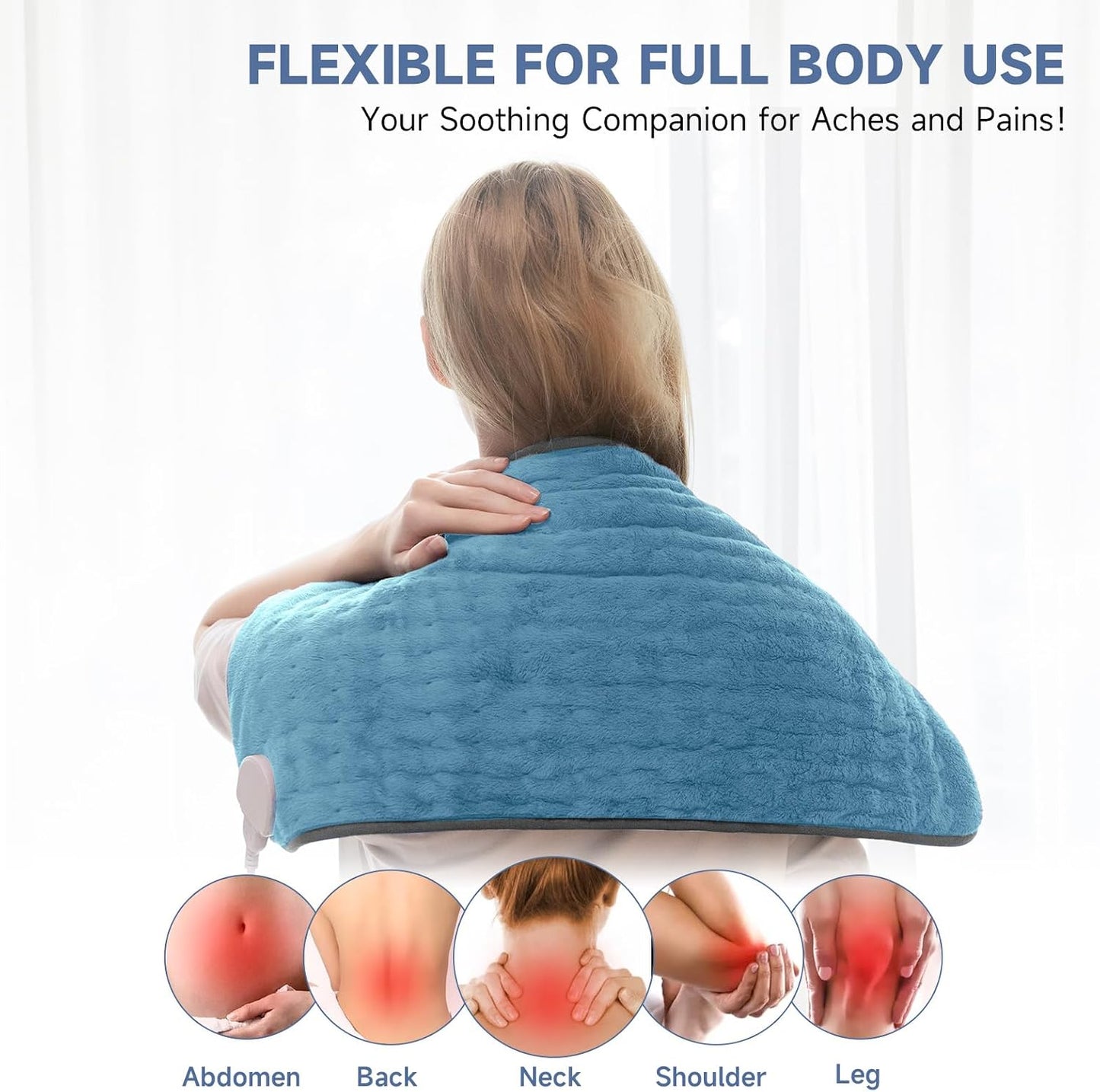 Heating Pad for Back, Neck, and Shoulder Pain Relief, Electric Heat Pad with 6 Heat Levels, Moist Heat Option, Auto Shut-Off, Birthday Christmas Gift for Women Men Mom Dad Grandma, Gift for her