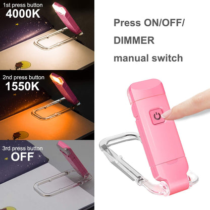BIGLIGHT Amber Book Reading Light, LED Clip on Book Lights, Reading Lights for Books in Bed, Small Book Light for Kids, USB Rechargeable, 2 Brightness Adjustable for Eye Protection, Orange