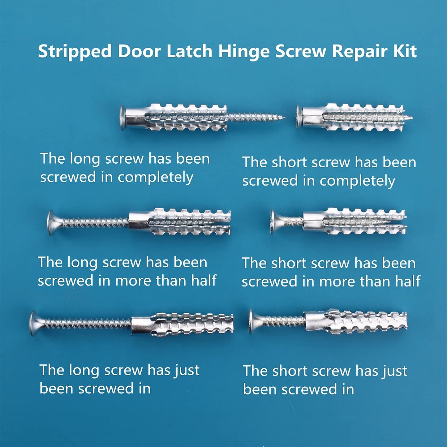 Screw Door Security Hardware Reinforcement Jamb Repair Kit - Terrific Solution for Stripped Door Hinge, Damaged Screw Repair (Black)
