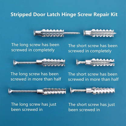 Screw Door Security Hardware Reinforcement Jamb Repair Kit - Terrific Solution for Stripped Door Hinge, Damaged Screw Repair (Black)