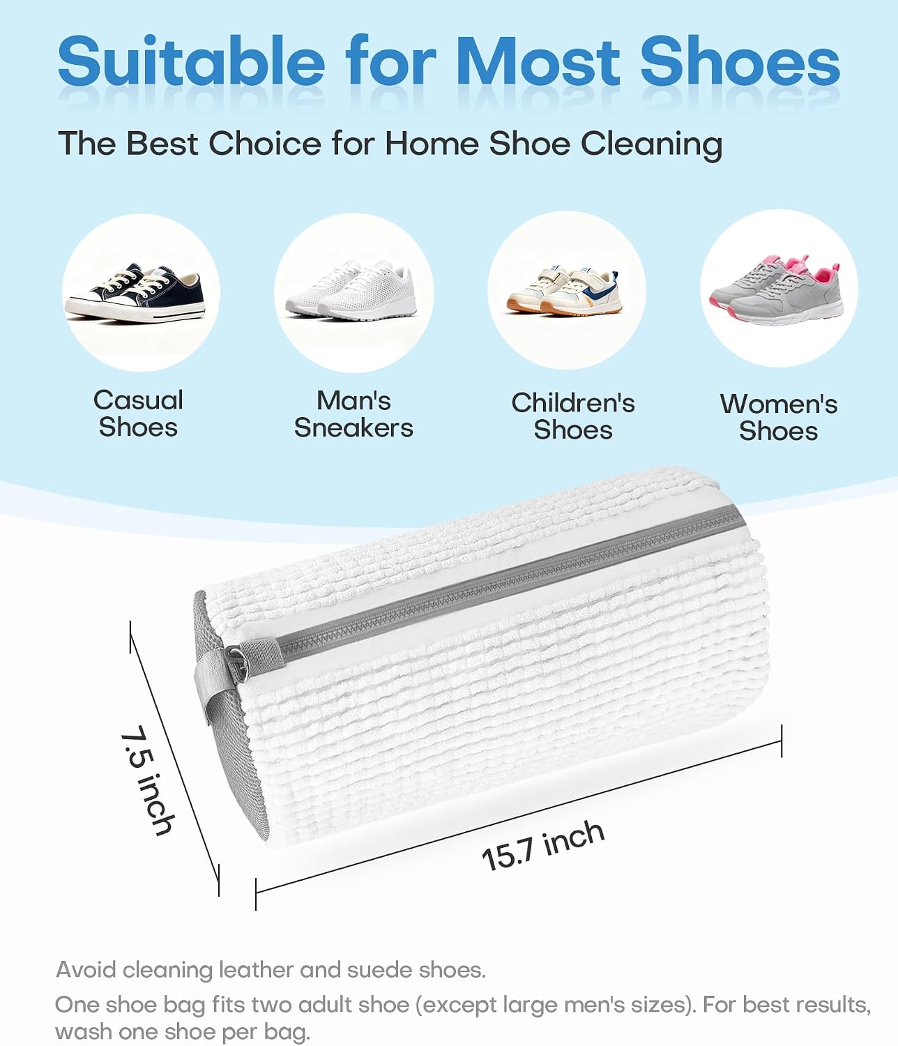 3-IN-1 Laundry & Shoe Washing Machine Bag : Laundry Shoe Bag for Washer & Dryer,Shoe Cleaning Bag for Sneakers,Tennis,Self-locking Zipper & Microfiber,Include 3 Laundry Bag & 2 Shoe Bag