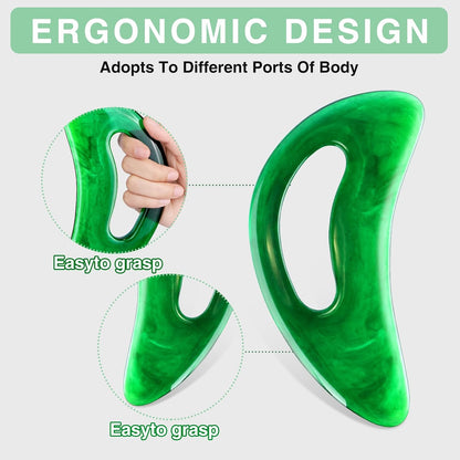 Large Gua Sha Massage Tool with Handle Large Lymphatic Drainage Massager, Resin Body Gua Sha Tool for Back Neck Face Legs, Cellulite Removal, Body Massage Tool for Women and Men (Green)