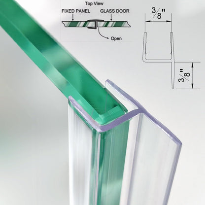Shower Door Bottom Seal Strip 36 inches, 1/2" (12mm) Glass, 1 Pack | Frameless Shower Sweep Seal, Ultra Clear, Transparent, Polycarbonate