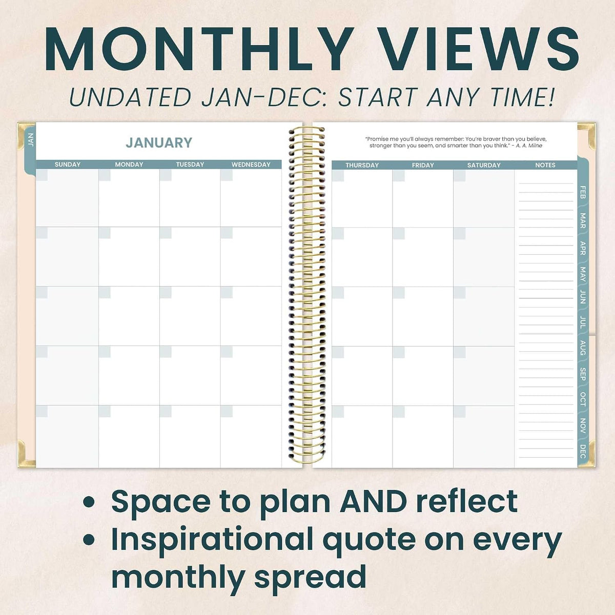 bloom daily planners Undated Chronic Illness Planner & Medical Journal - 12 Month Pain & Symptom Tracker, Mood & Medication Log, Appointment Organizer (7” x 9”) - Chronically Resilient