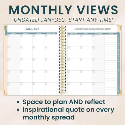 bloom daily planners Undated Chronic Illness Planner & Medical Journal - 12 Month Pain & Symptom Tracker, Mood & Medication Log, Appointment Organizer (7” x 9”) - Chronically Resilient
