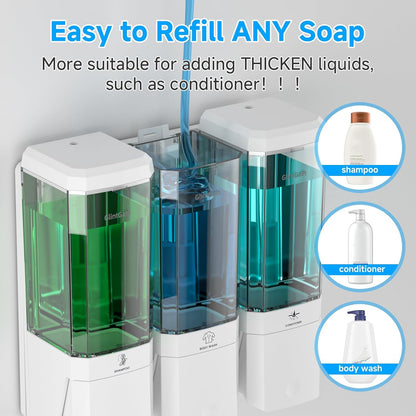 Shampoo and Conditioner Dispenser,GlintGath Shower Dispenser 3 Chamber No Drill Shampoo Dispenser for Shower Wall Mounted Shower Soap Dispenser for Bathroom Hotel,Large Capacity 3 * 500ML,White1