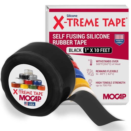 X-Treme Tape Self Fusing Silicone Tape - 1" x 10 Ft Roll - White | Heavy Duty Rubber Electrical Tape, Waterproof, For Automotive, Hose, Pipe, Outdoor & Emergency Repairs, Insulating, Flexible