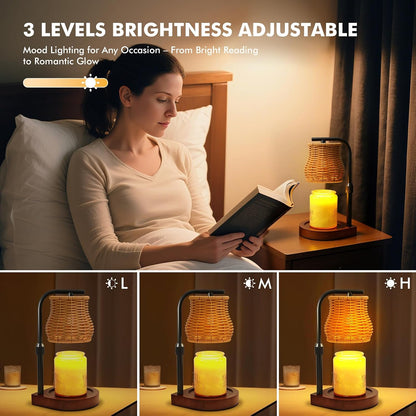 Candle Warmer Lamp with Timer & Dimmer- Electric Wax Melt Warmer with Adjustable Height for Scented Candles, Home Décor Fragrance and House Warming Birthday Gifts for Women Mom