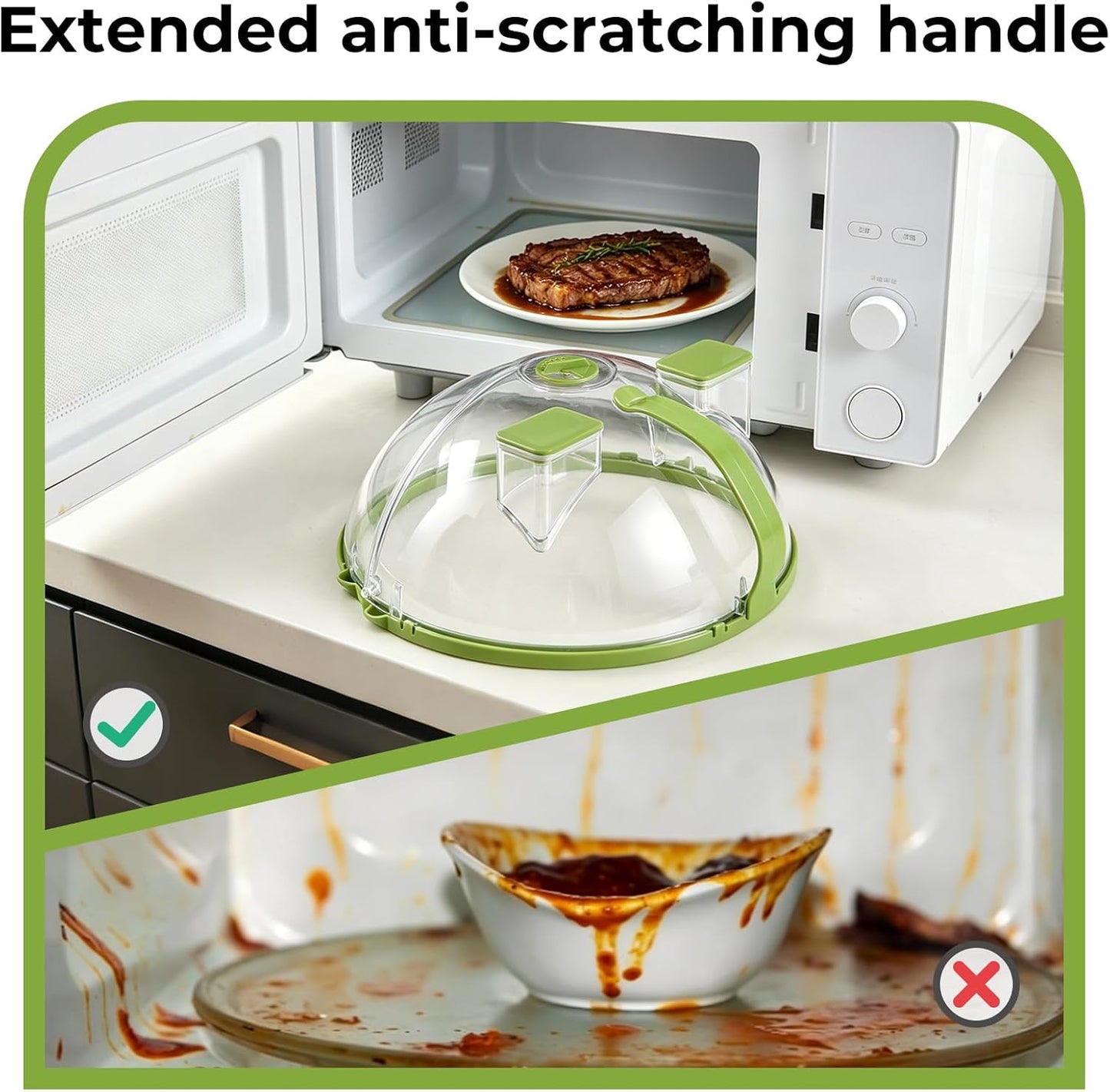 UFORU 10-Inch Foldable Microwave Splatter Cover for Food with Water Steamer | Clear Plate Cover with Handle Helps Contain Food Splatter Guard,Collapses for Compact Drawer or Cabinet Storage,Space-Saving