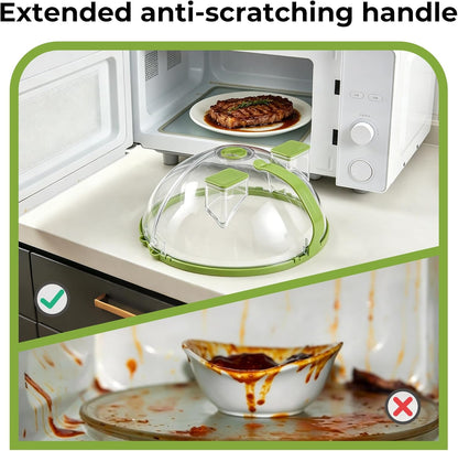 UFORU 10-Inch Foldable Microwave Splatter Cover for Food with Water Steamer | Clear Plate Cover with Handle Helps Contain Food Splatter Guard,Collapses for Compact Drawer or Cabinet Storage,Space-Saving