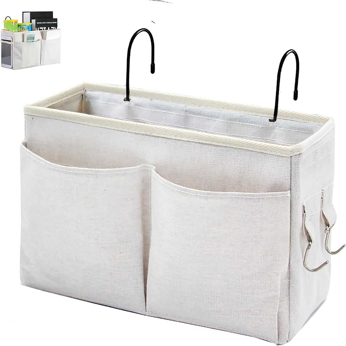 Bedside Caddy Bedside Hanging Storage Basket Multi-Function Organizer Caddy for Bunk and Hospital Beds Dorm Rooms Bed Rails, Can be Placed Glasses Books Mobile Phones（Navy Blue）