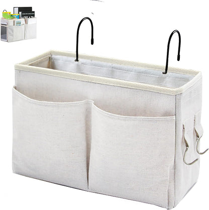 Bedside Caddy Bedside Hanging Storage Basket Multi-Function Organizer Caddy for Bunk and Hospital Beds Dorm Rooms Bed Rails, Can be Placed Glasses Books Mobile Phones（Navy Blue）
