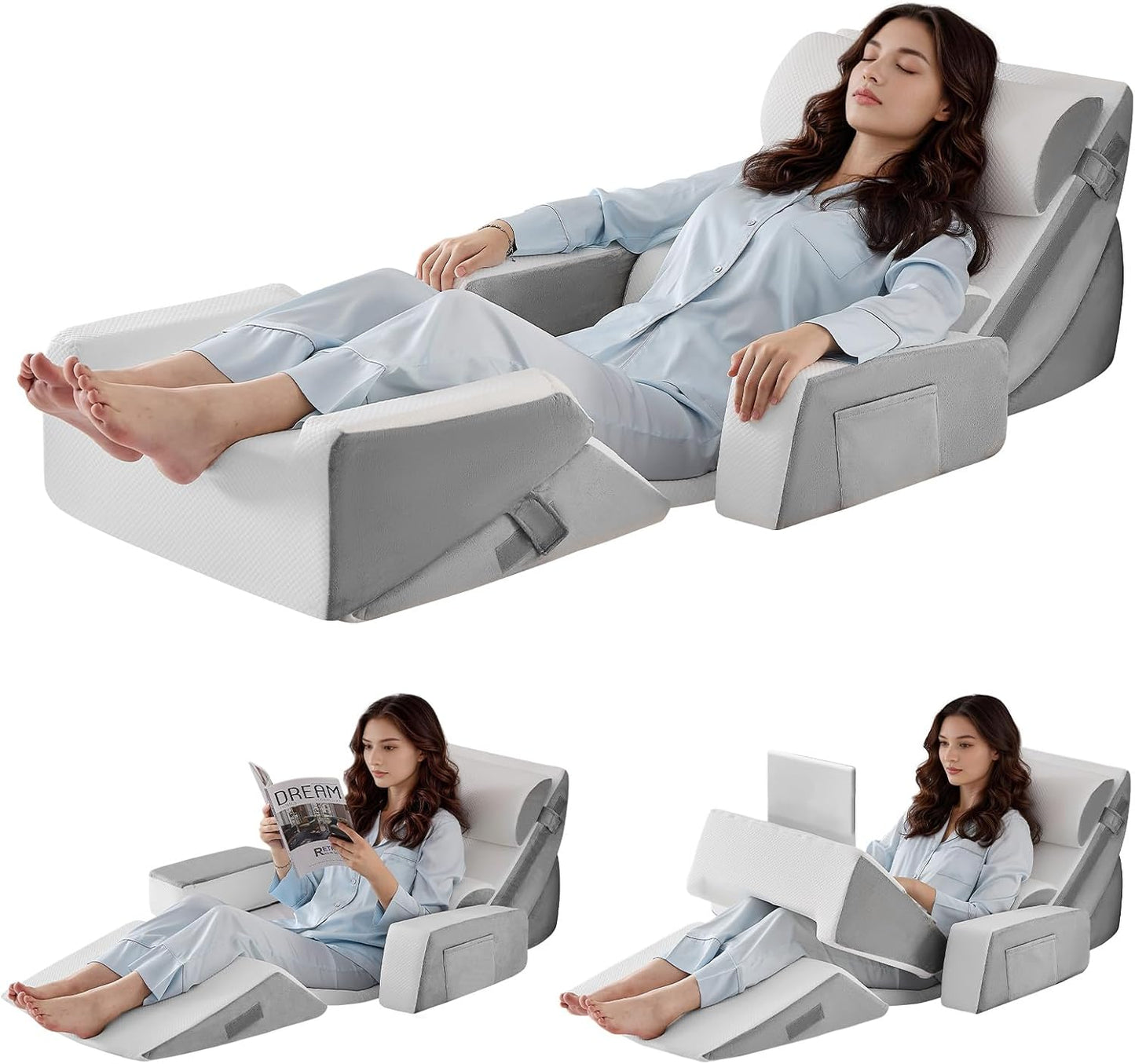 Yojoker Leg Elevation Pillows for Swelling, Memory Foam Wedge Pillow for Legs Blood Circulation, Leg Elevation Pillows for After Surgery, Knee Wedge Pillow for Sleeping Back Hip Ankles Relief