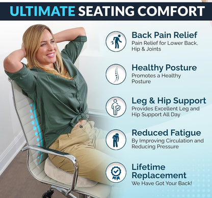 ComfiLife Doctor Recommended Seat Cushion - Premium Gel & Memory Foam Office Chair, Car Seat, Lifting Cushion - Chair Cushions for Back & Sciatica Relief - Seat Cushions for Office & Desk (Black)