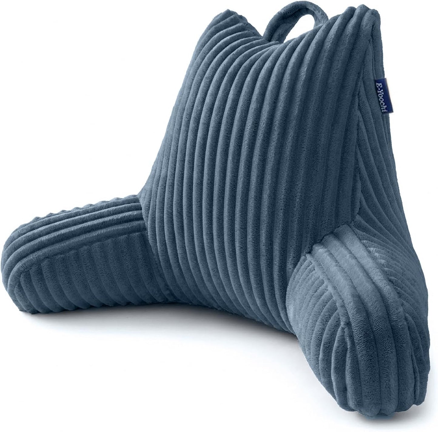 Reading Pillow for Sitting up in Bed, Adjustable Memory Foam Bed Rest Pillow, Wide-wale Plush Cover Machine Washable, Neck Back and Lumbar Support Pillow-Grey
