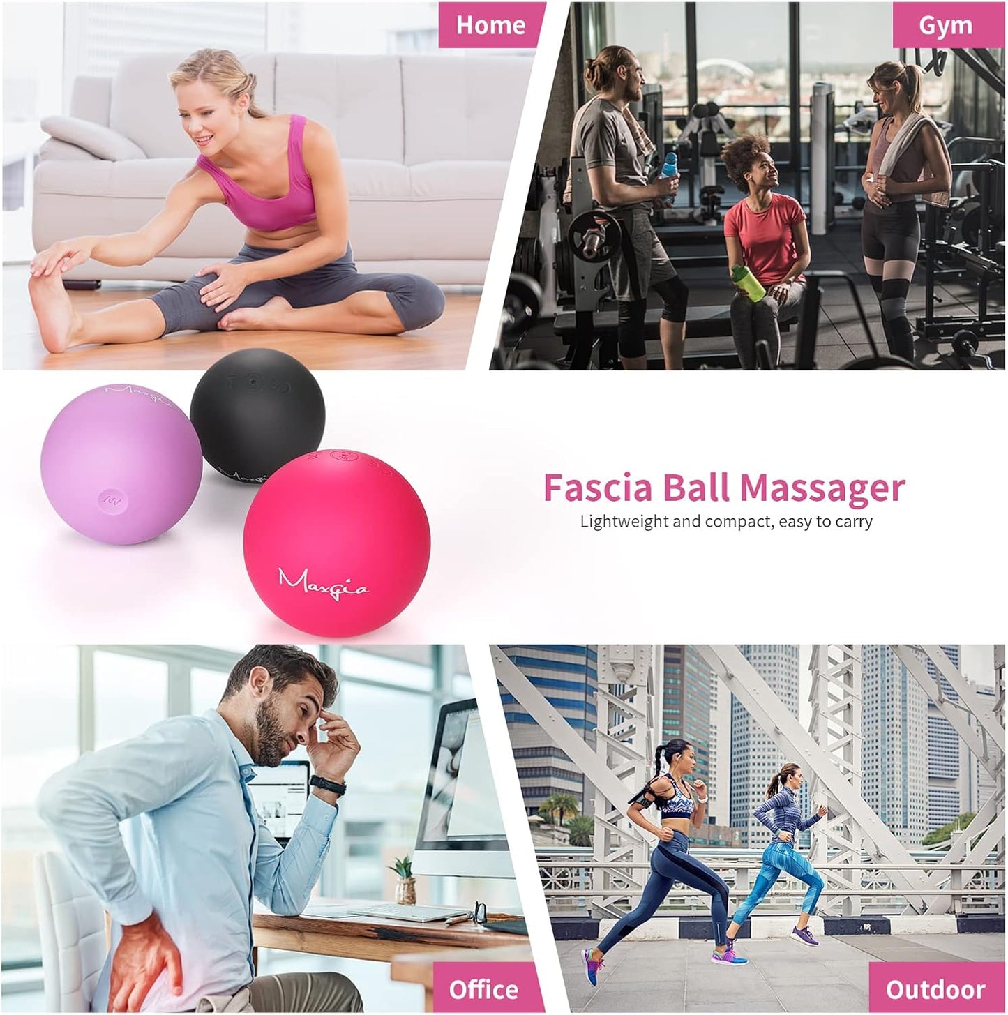 3" Single Massage Ball, 5 Speeds Vibrating Massage Ball Roller for Trigger Point Therapy, Deep Tissue Massager for Back, Neck, Foot, Myofascial Release, Pain Relief, Muscle Recovery,Purple